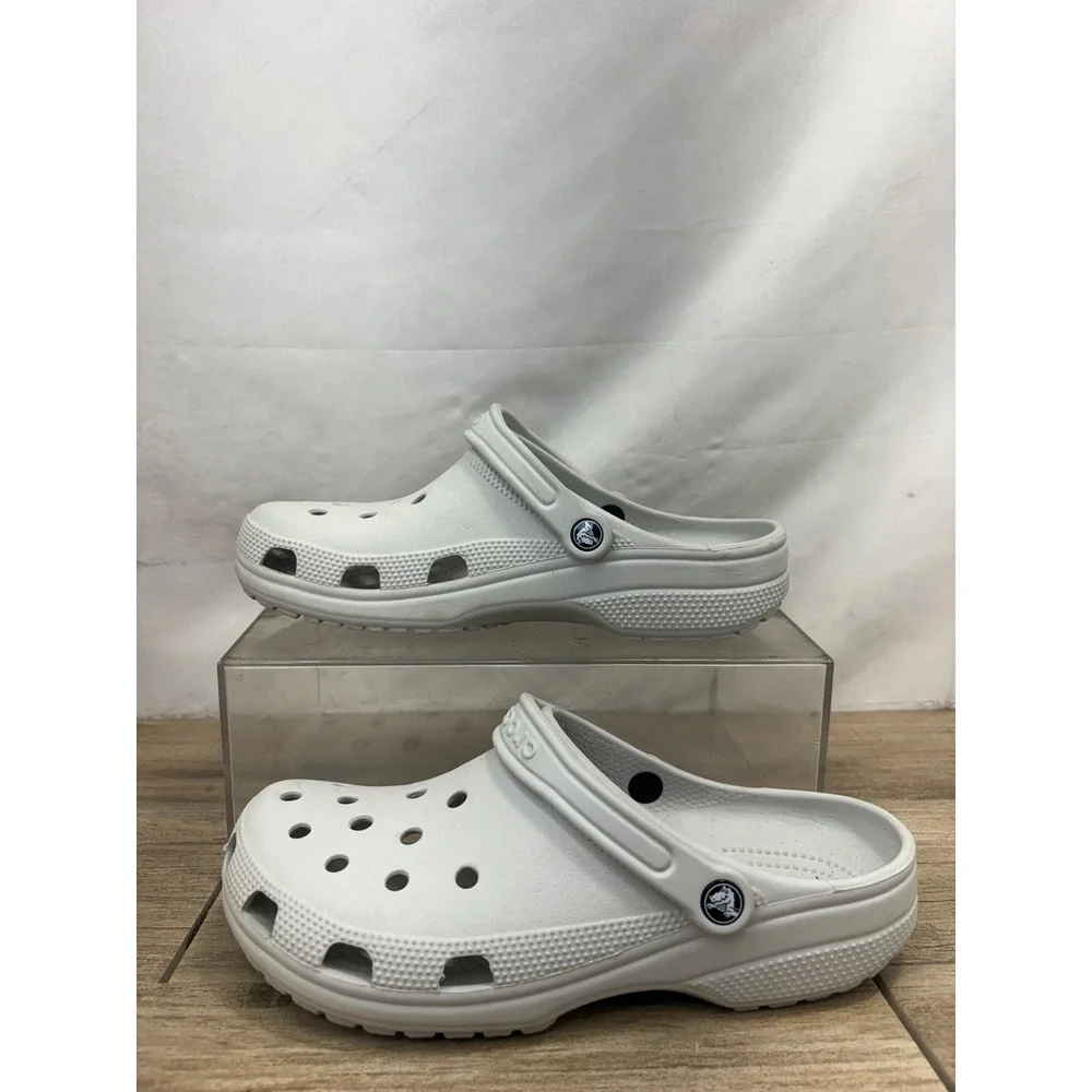 Crocs Classic Clogs Light Grey Mens 9 Womens 11 Slip On Shoes 10001-001